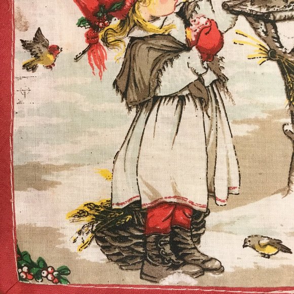 Vintage Christmas Birdhouse Napkin Bread Basket Red Ribbon Bow Holly Birds Nest - Picture 12 of 16